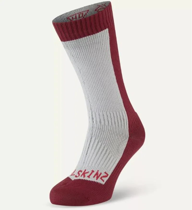 Sealskinz WP Cold Weather Mid Length Sock Grey/ Red-1